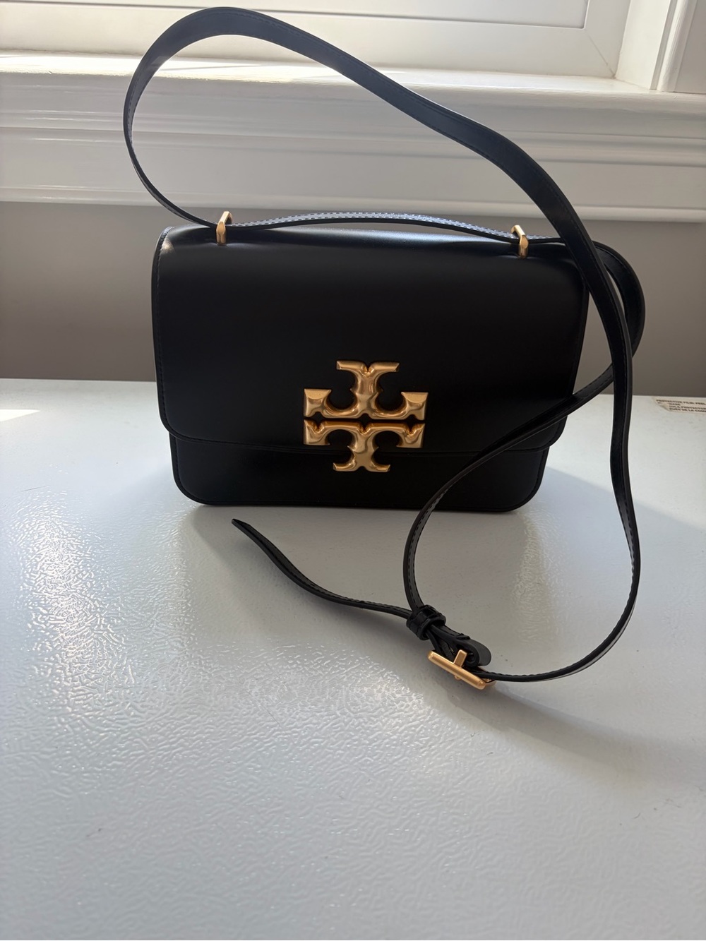 Tory Burch Eleanor Black Leather Convertible Shoulder Bag/Crossbody Bag